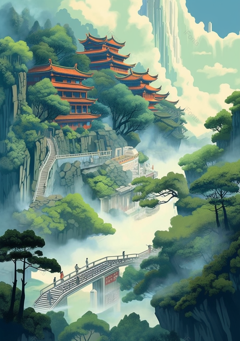 云端建筑春天自然风光手绘,插画/手绘图,插画/手绘图库,插画/手绘图下载,插画/手绘